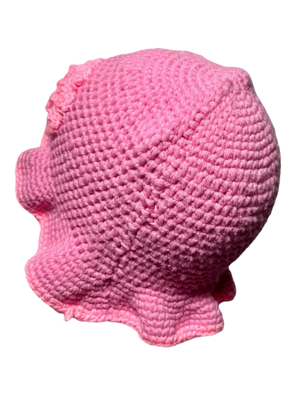 Handcrafted Pink Crocheted Ruffle Bucket Hat - Picture 2 of 5